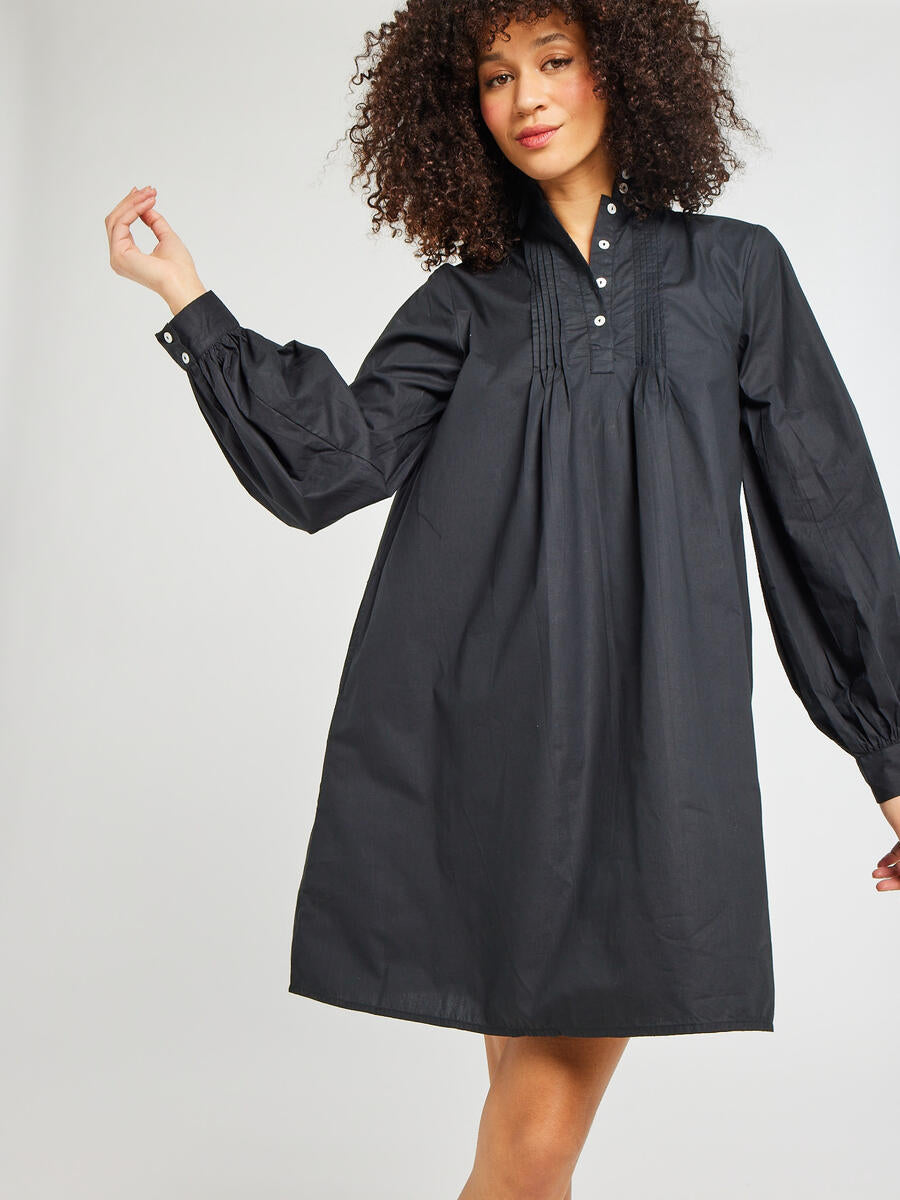 MILLE Bonnie Floral Long Sleeve Cotton Shirtdress in Black Poplin at Nordstrom, Size X-Small MILLE Bonnie Floral Long Sleeve Cotton Shirtdress in Black Poplin at Nordstrom, Size X-Small