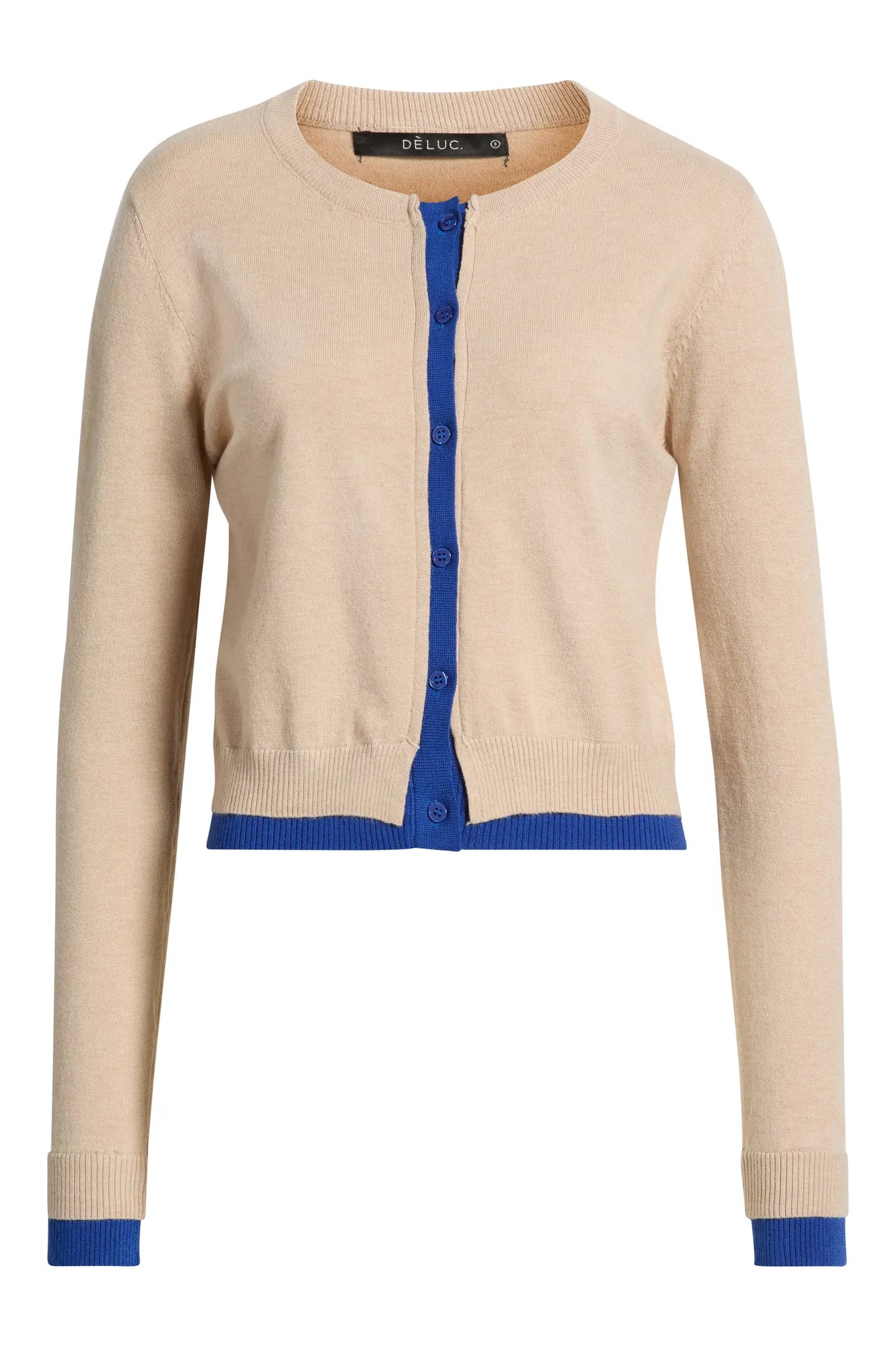 Zeppelin Cardigan - Greie Greige w/Electric Blue