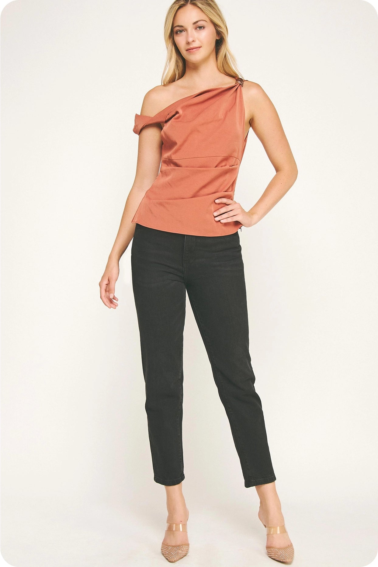 Asymmetric Twisted Bead Top - Terracotta