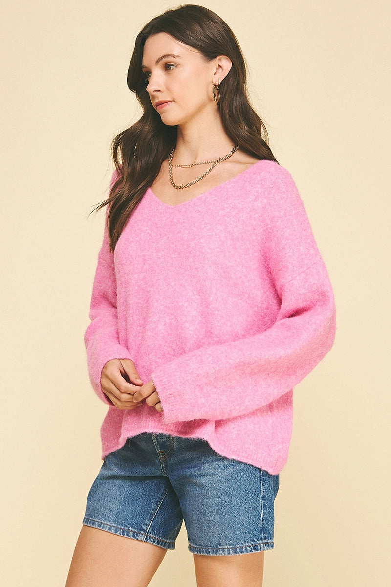 Soft Yarn Knit Sweater - Pink