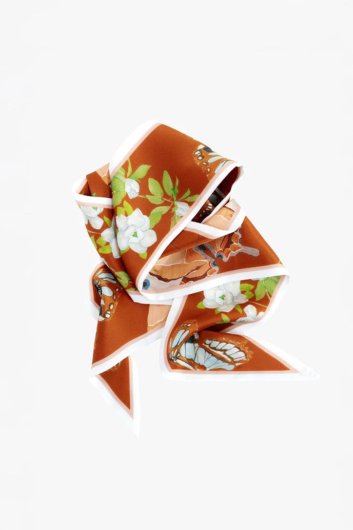 Burnt Orange Silk Ribbon Scarf