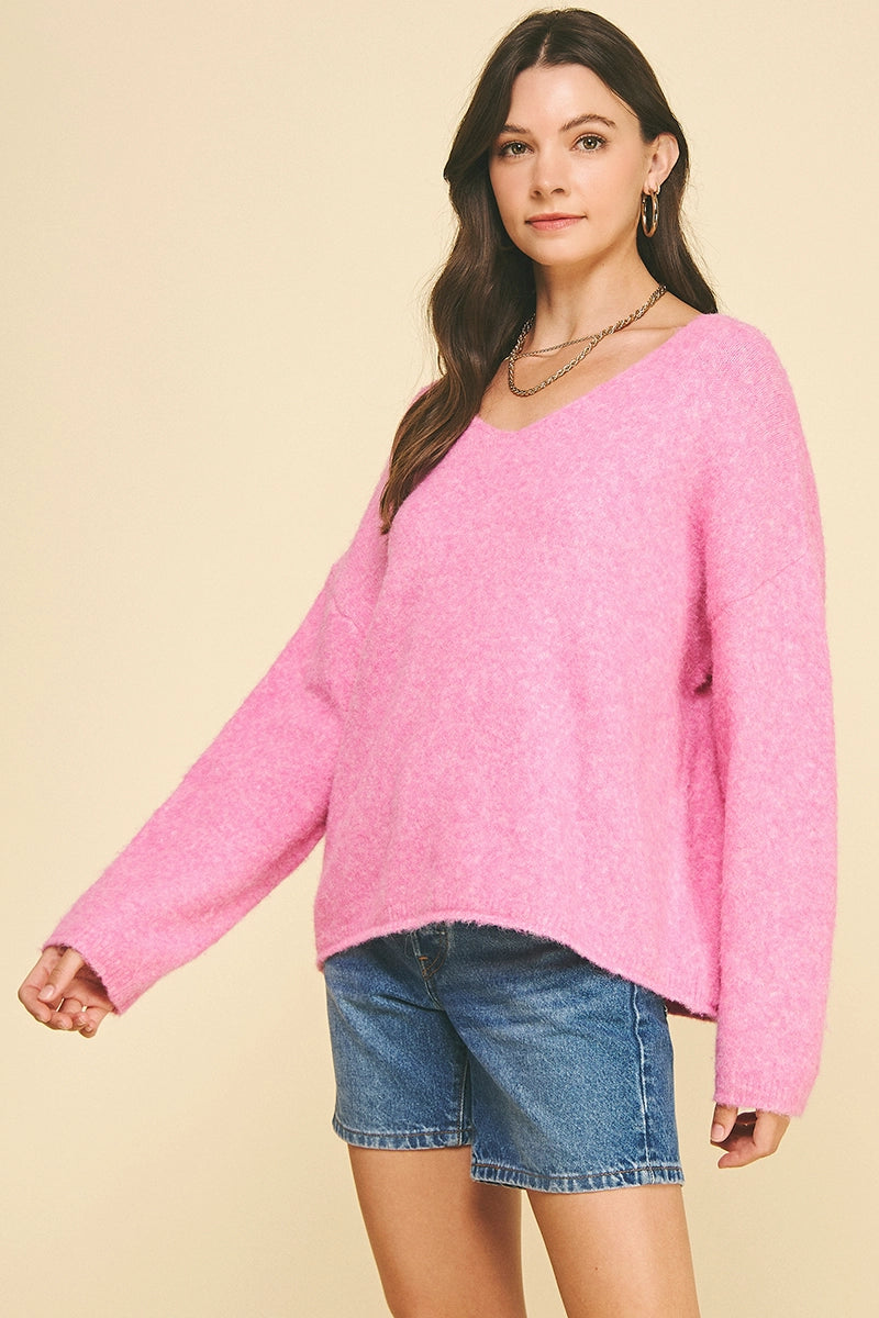 Soft Yarn Knit Sweater - Pink