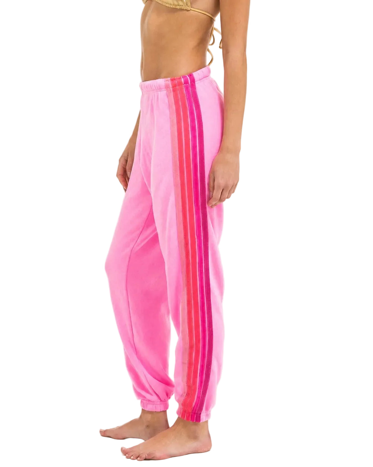 5 STRIPE SWEATPANTS - NEON PINK // NEON PINK