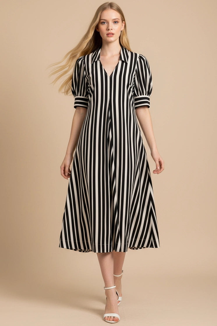 dresses women black vertical stripe Striped Midi Dress Size:Children's 2.5 Medium Worth Every Second Red up evenings algolia-block
