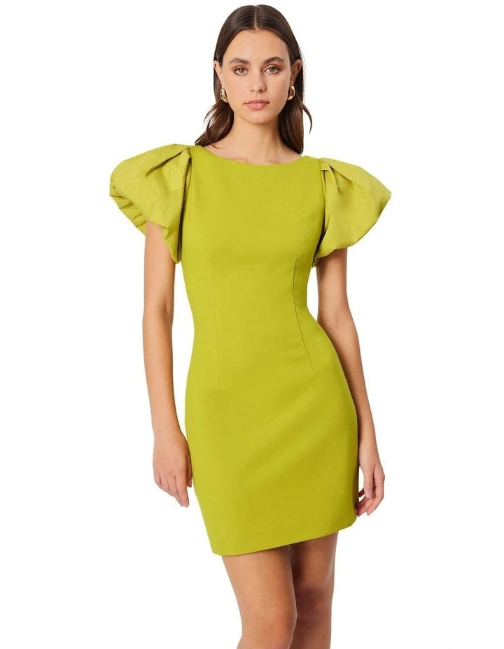 Eden Day Mini Dress in Chartreuse