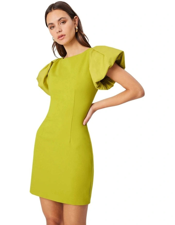 Eden Day Mini Dress in Chartreuse