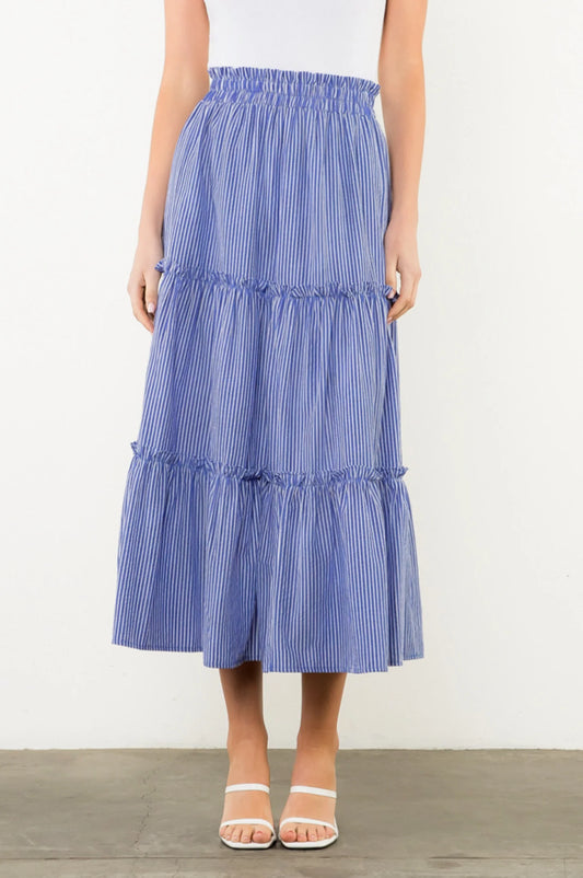Long Striped Skirt - Blue