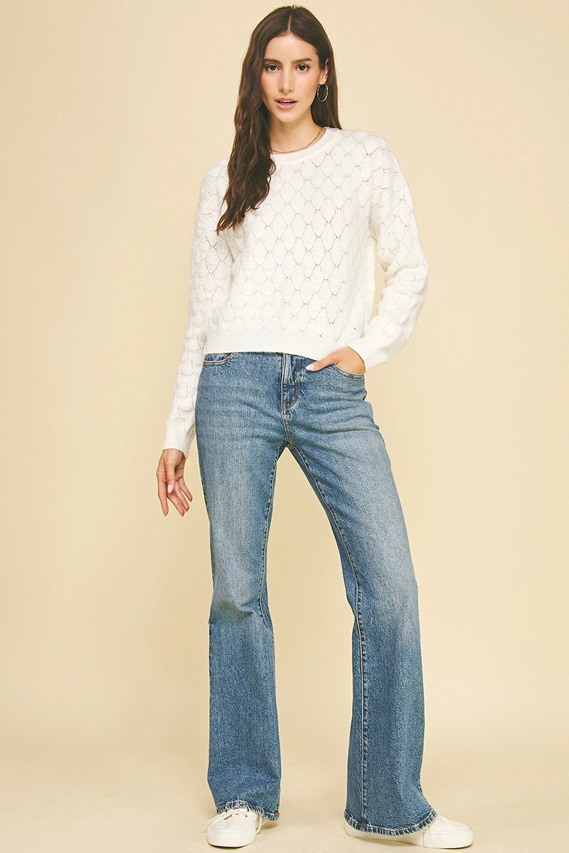 Textured Knit Sweater - Ivory