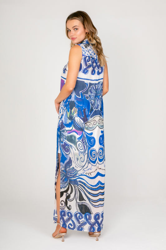 Jordan Dress - White/Blue Multi