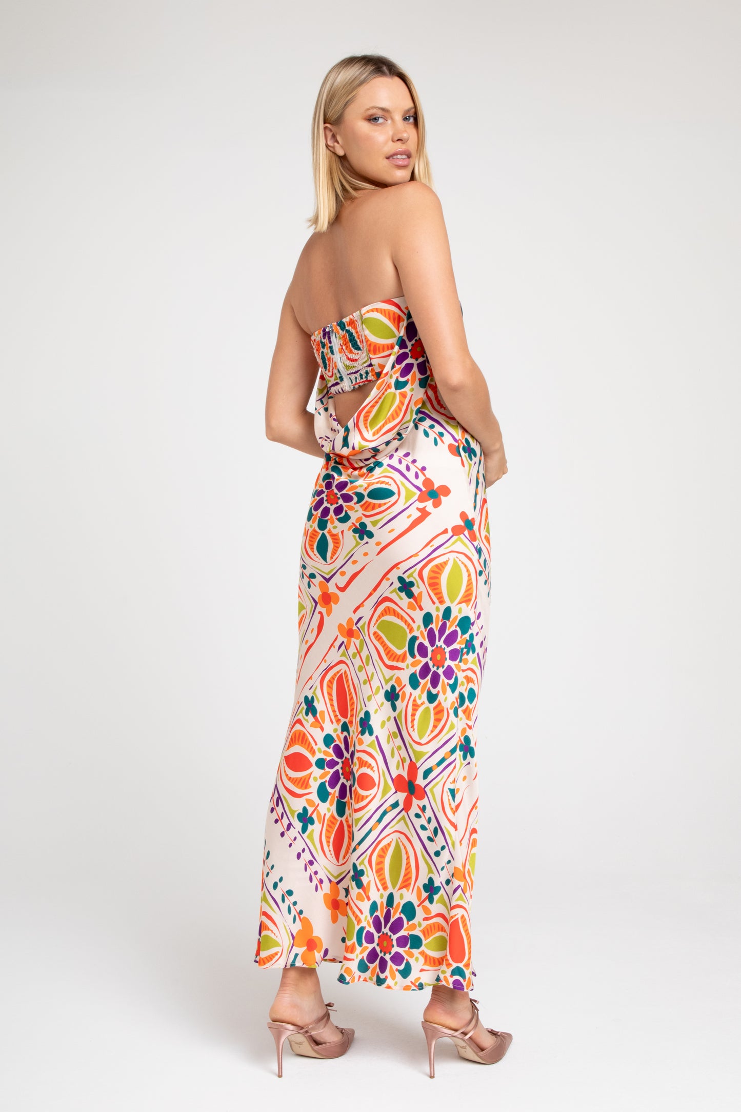 Lavender Brown - Talia Maxi Dress - Cream/Orange Multi
