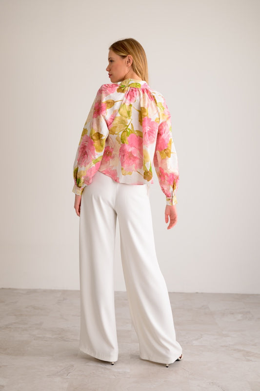 Leanna Top - Ivory/Pink Combo