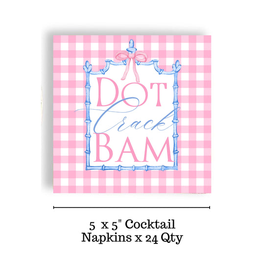 Mahjong Pink Plaid Paper Napkins | 24 Count | 5" x 5"