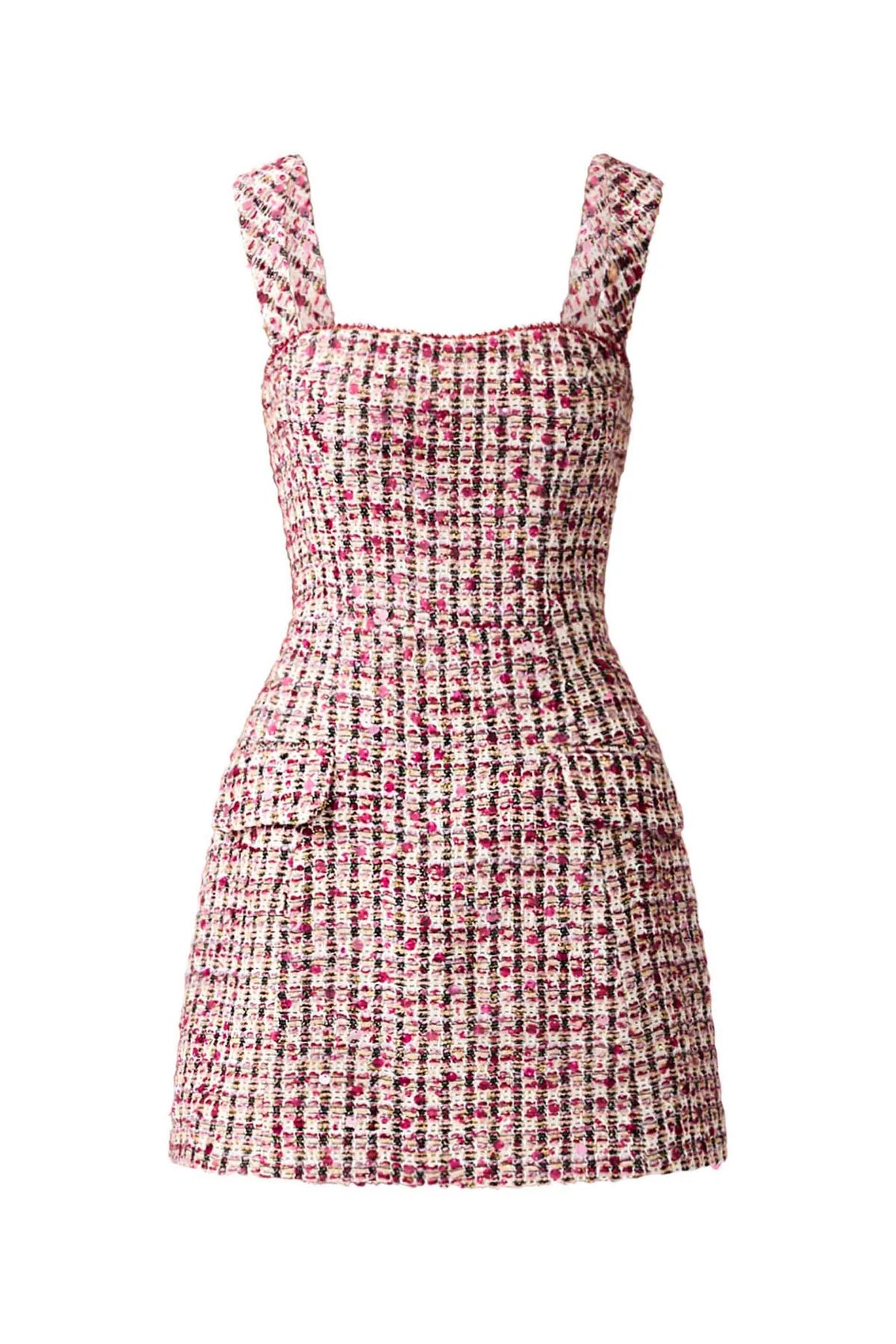 Bianca Tweed Mini Dress in Red