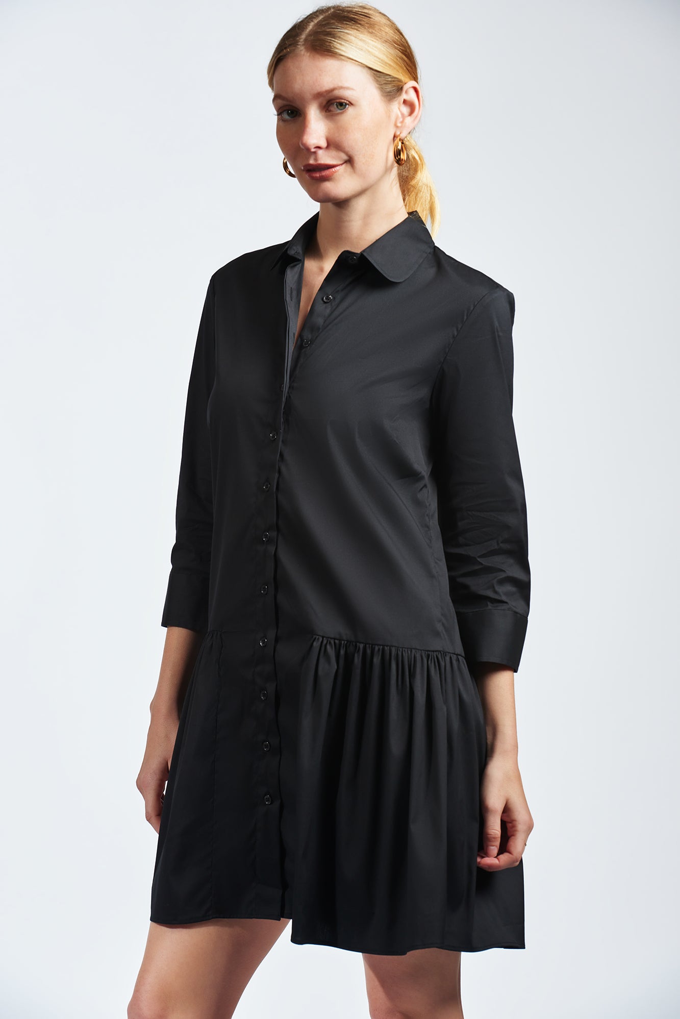 The Shirt - The Drop Waist Shirt Dress - Black