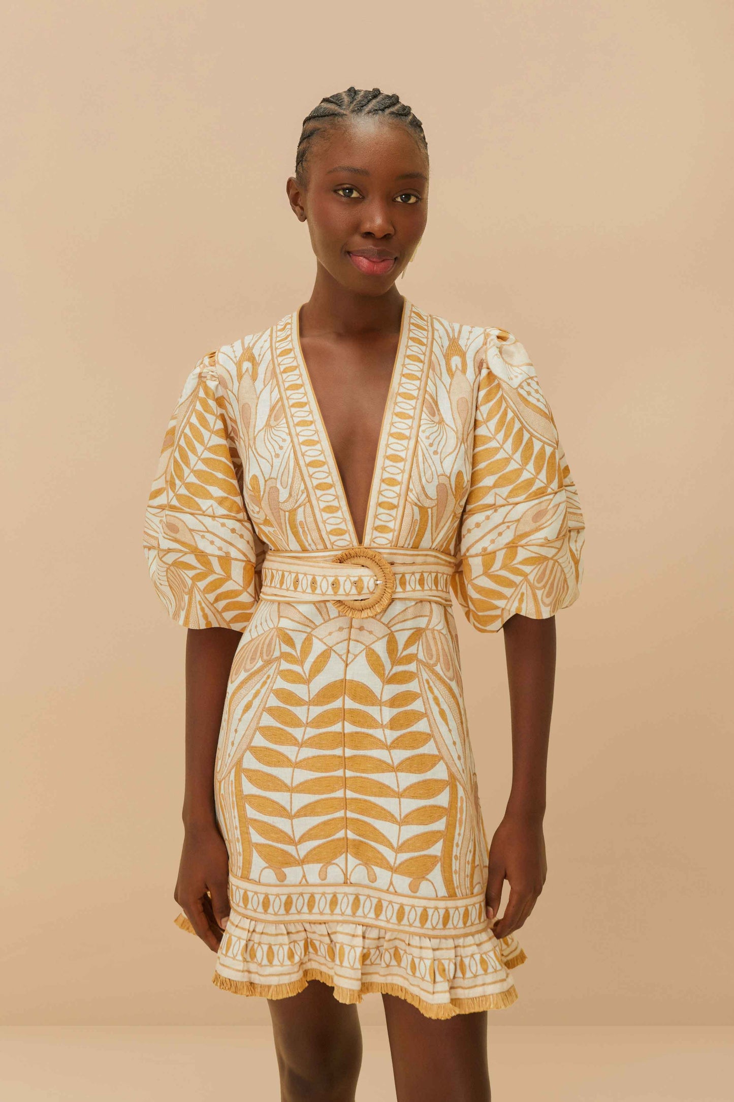 Farm Rio - Off-White Lace Nature Lenzing™ Ecovero™ Euroflax™ Mini Dress