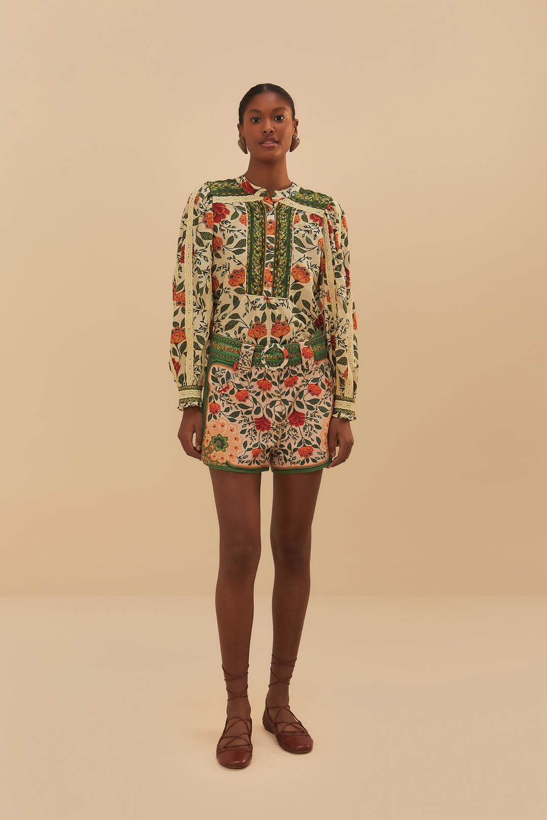 Farm Rio - Garden Tapestry Sand Blouse