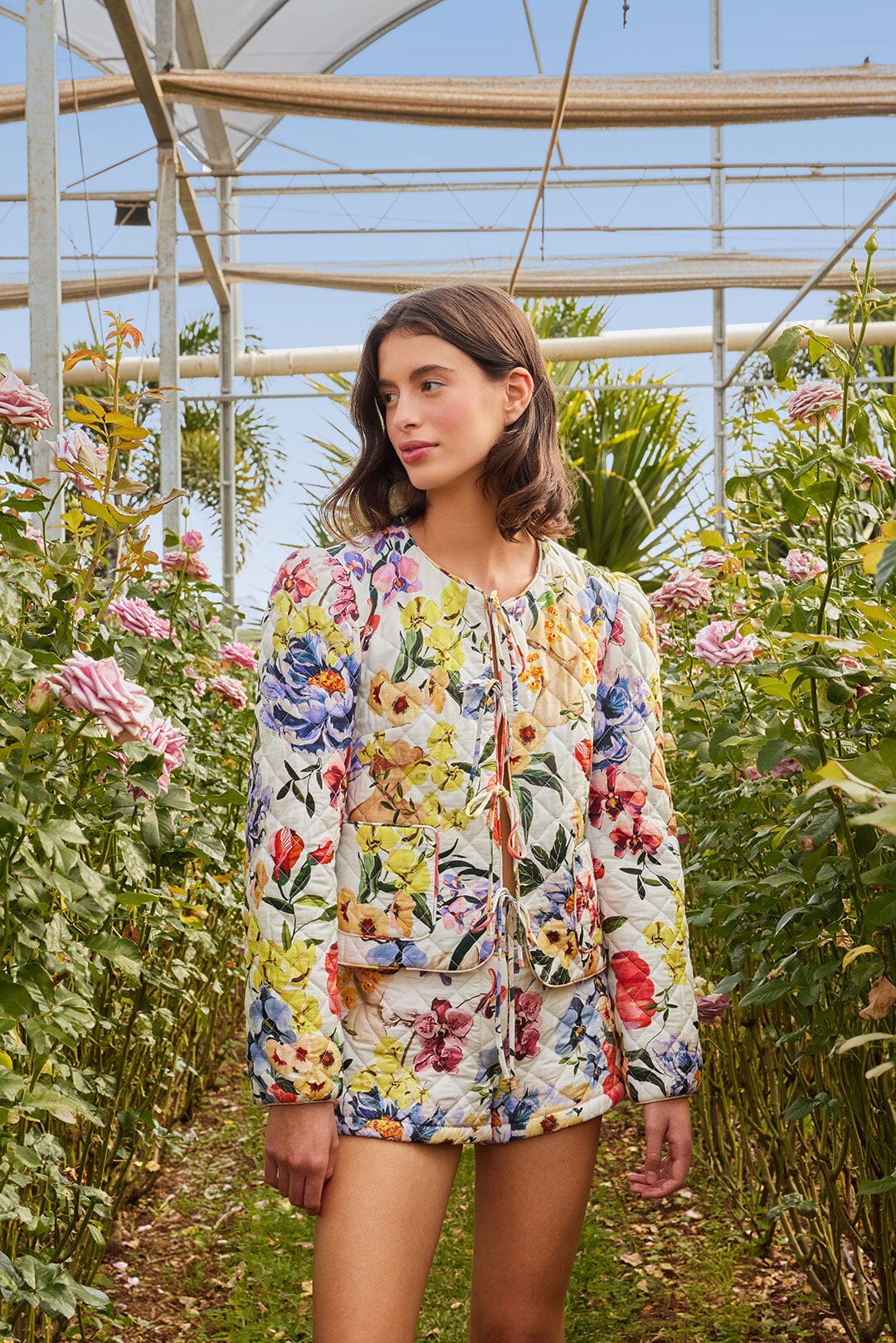 Farm Rio - Off-White Greek Garden Shorts