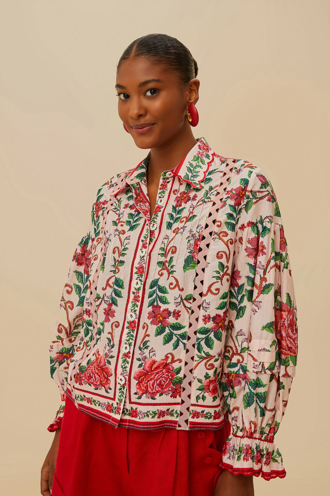 Flower Tapestry Pink Shirt
