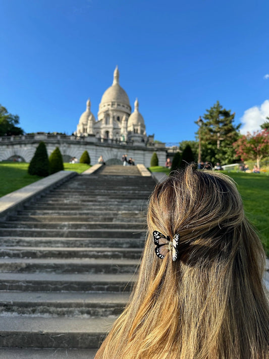 Hand-Painted Mini Monarch Butterfly Claw Hair Clip | Eco-Friendly | White