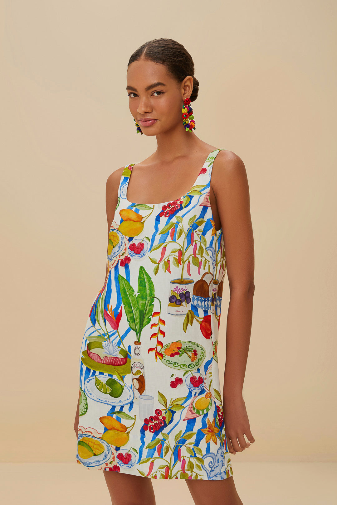 Farm Rio - Off-White Fresh Table Euroflax™ Premium Linen Mini Dress
