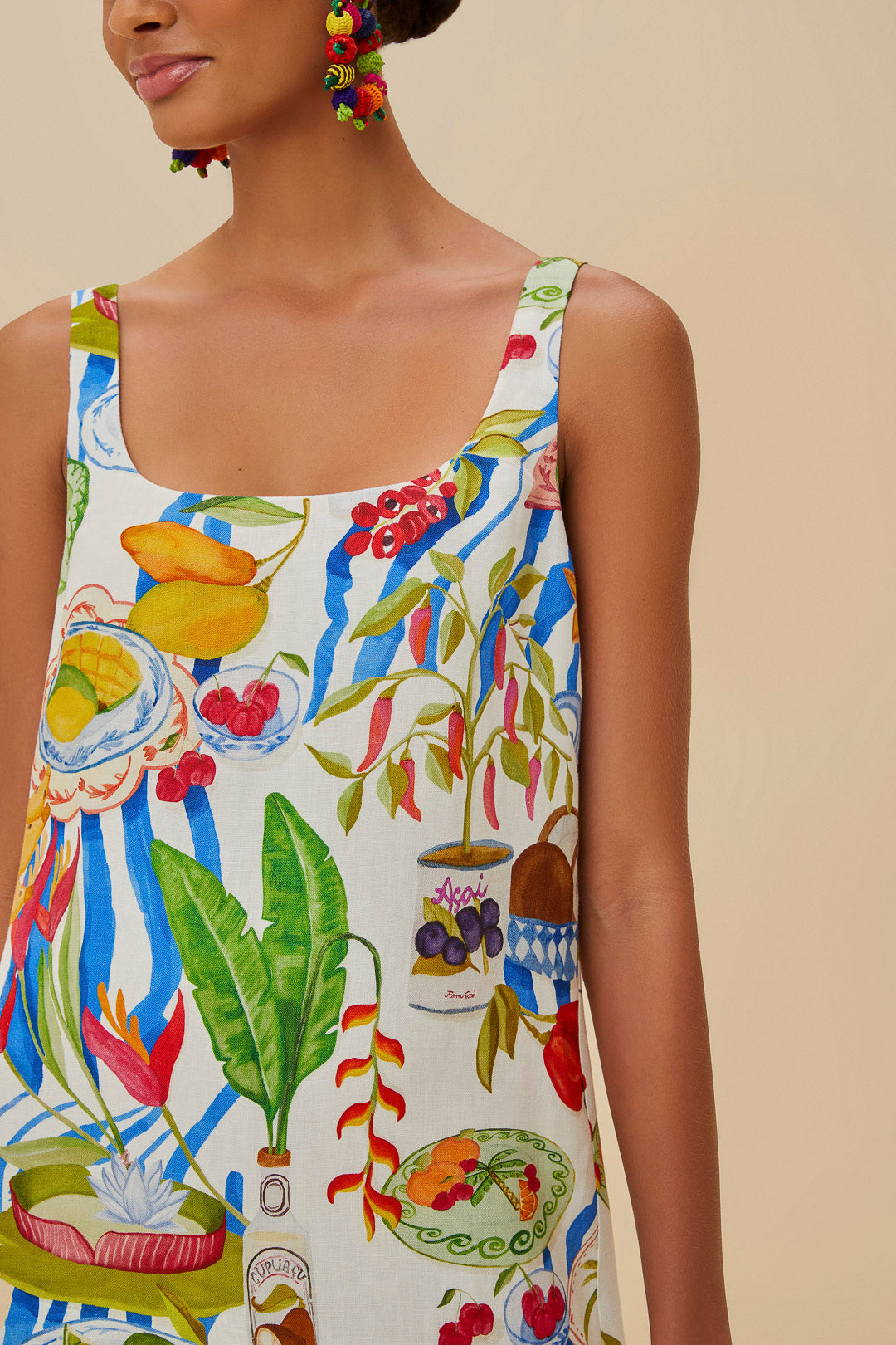 Farm Rio - Off-White Fresh Table Euroflax™ Premium Linen Mini Dress