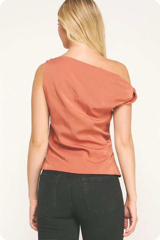 Asymmetric Twisted Bead Top - Terracotta