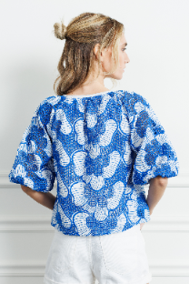 Gianna Half Sleeve Top - Blue
