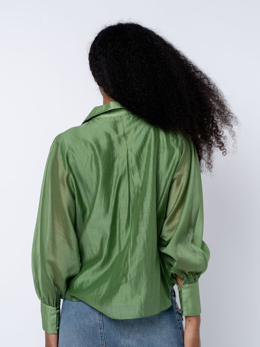 Georgina Blouse with Top Stitches - Ivy Green