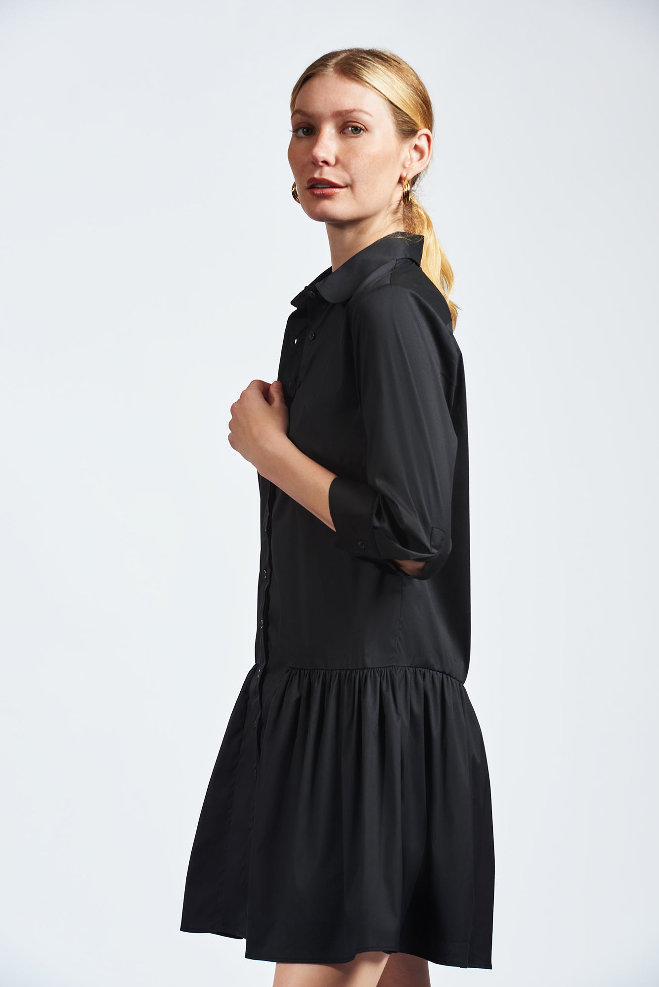 The Shirt - The Drop Waist Shirt Dress - Black