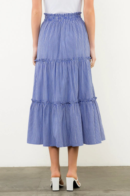 Long Striped Skirt - Blue