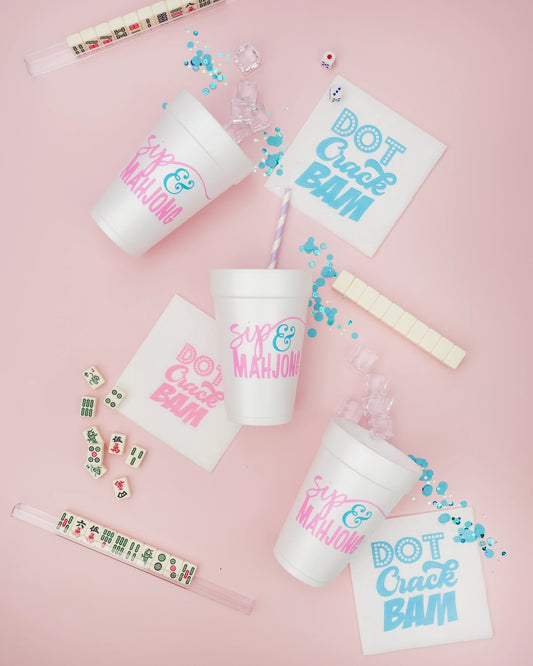 Sip & Mahjong Styrofoam Cup | Set of 10 | 20 oz