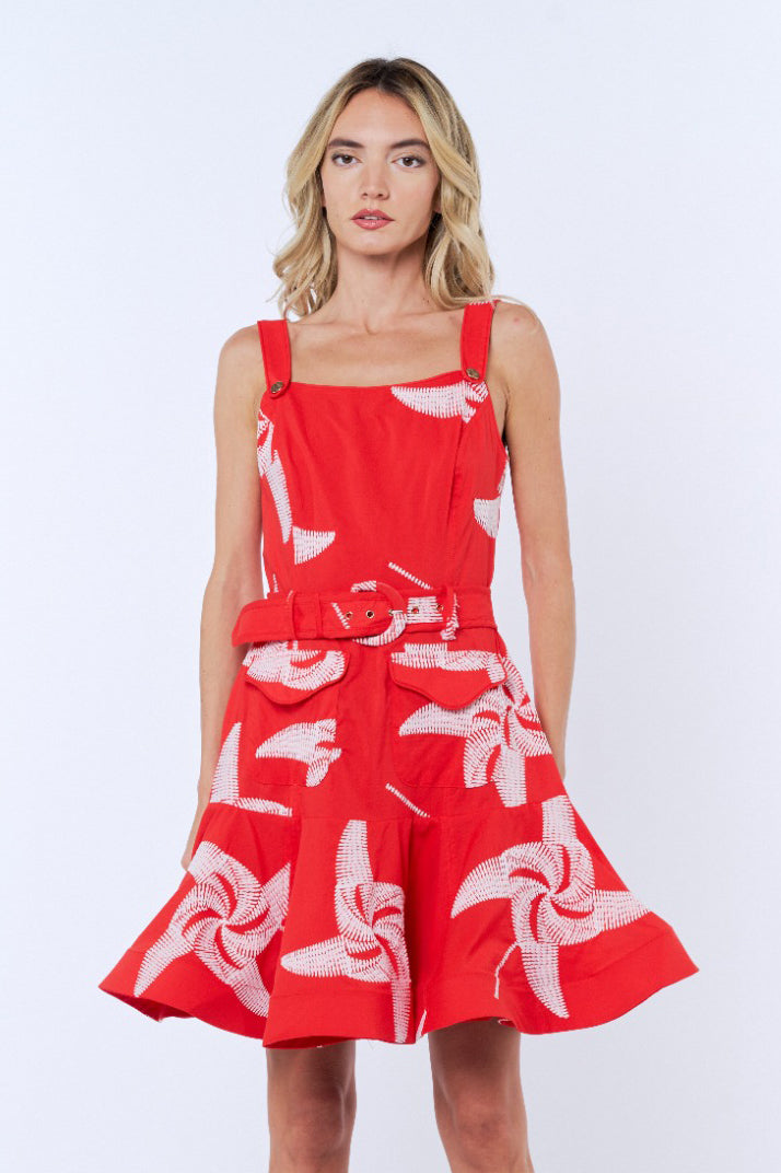 Alivia Embroidered Pinwheel Mini Dress