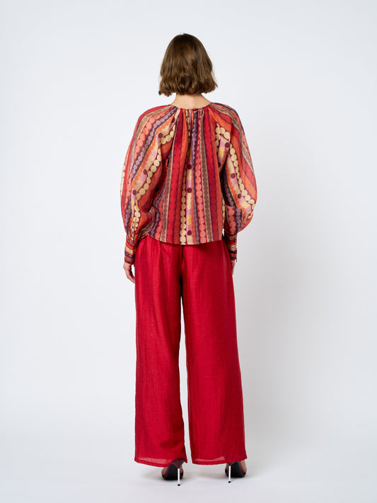 Rileigh Striped Blouse - Red Multi