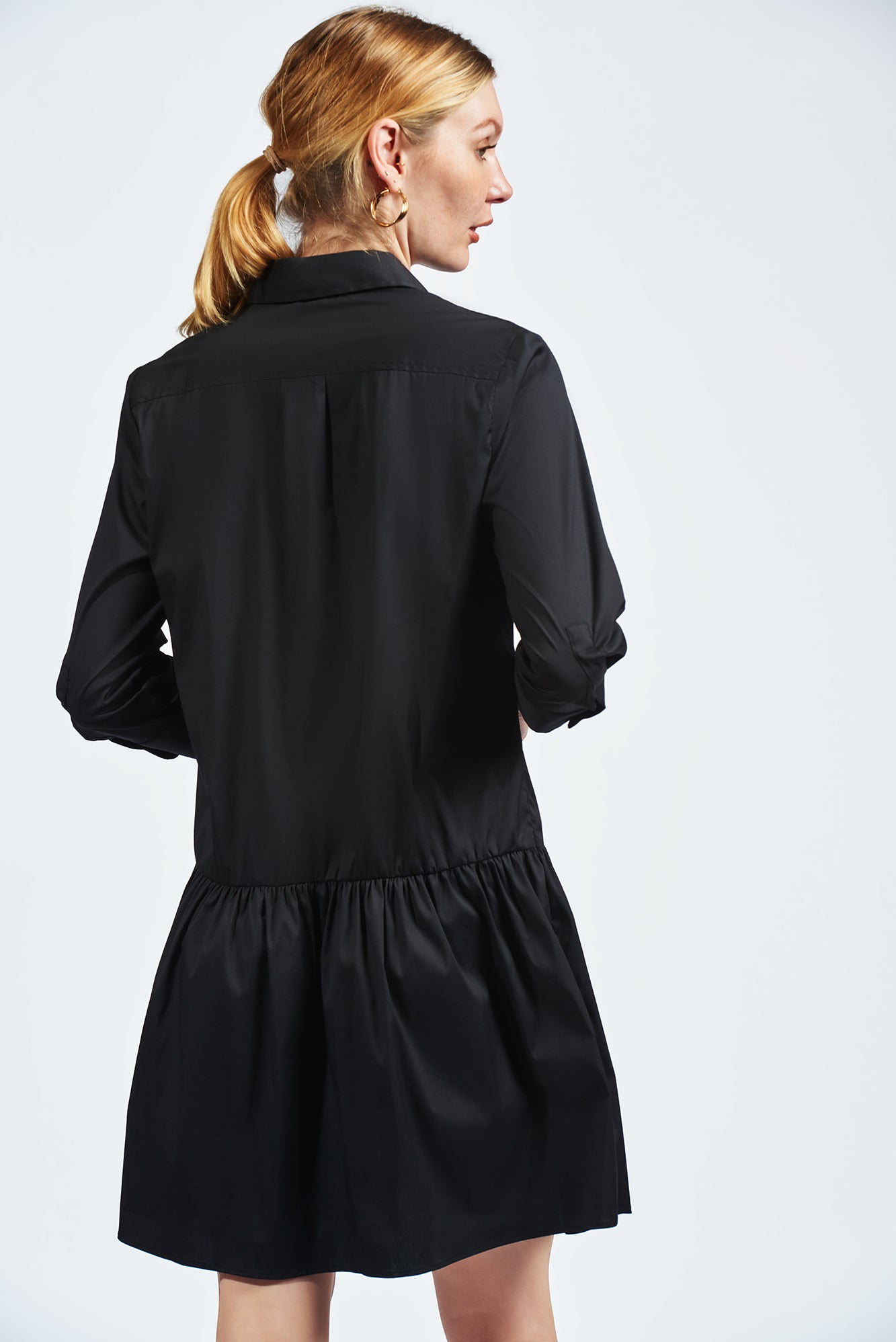 The Shirt - The Drop Waist Shirt Dress - Black