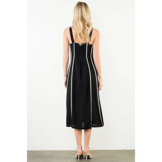 Sleeveless Striped Dress - Black