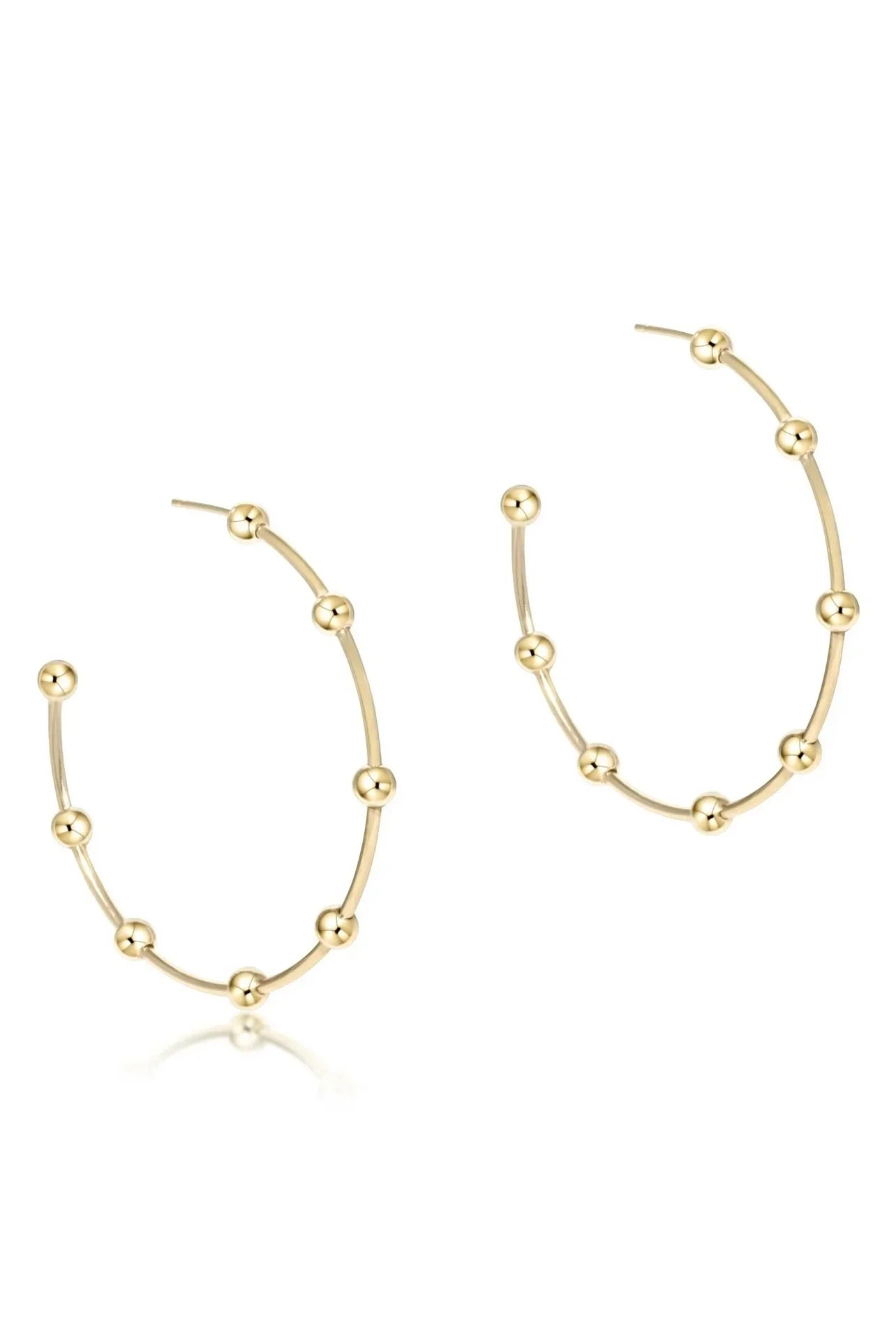 Beaded Simplicity 1" Post Hoop - 4mm Gold