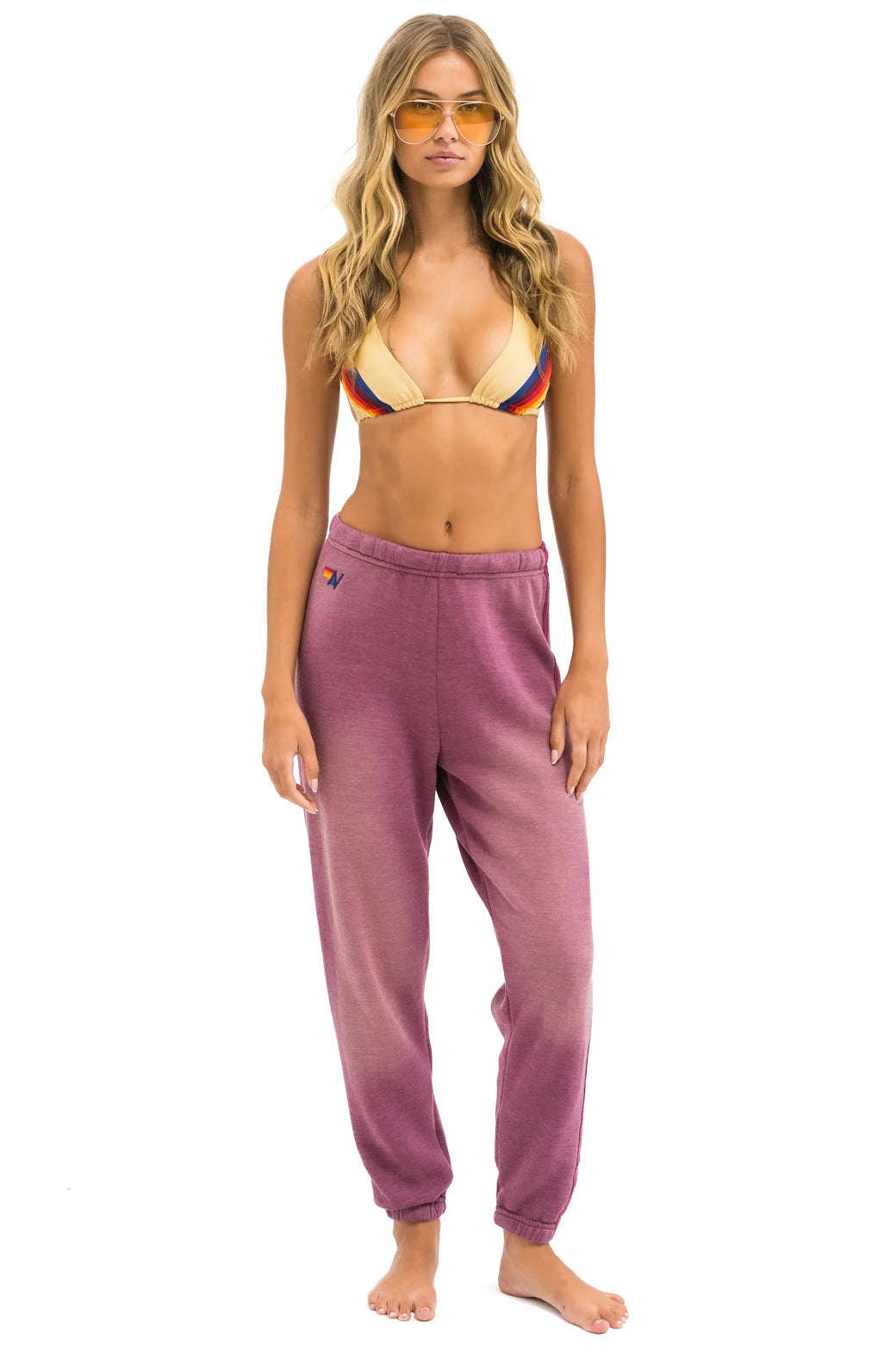 Aviator Nation - 5 Stripe Sweatpants - Faded Berry
