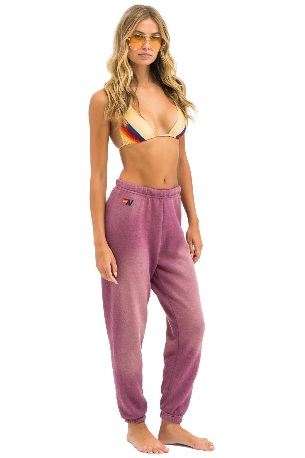 Aviator Nation - 5 Stripe Sweatpants - Faded Berry
