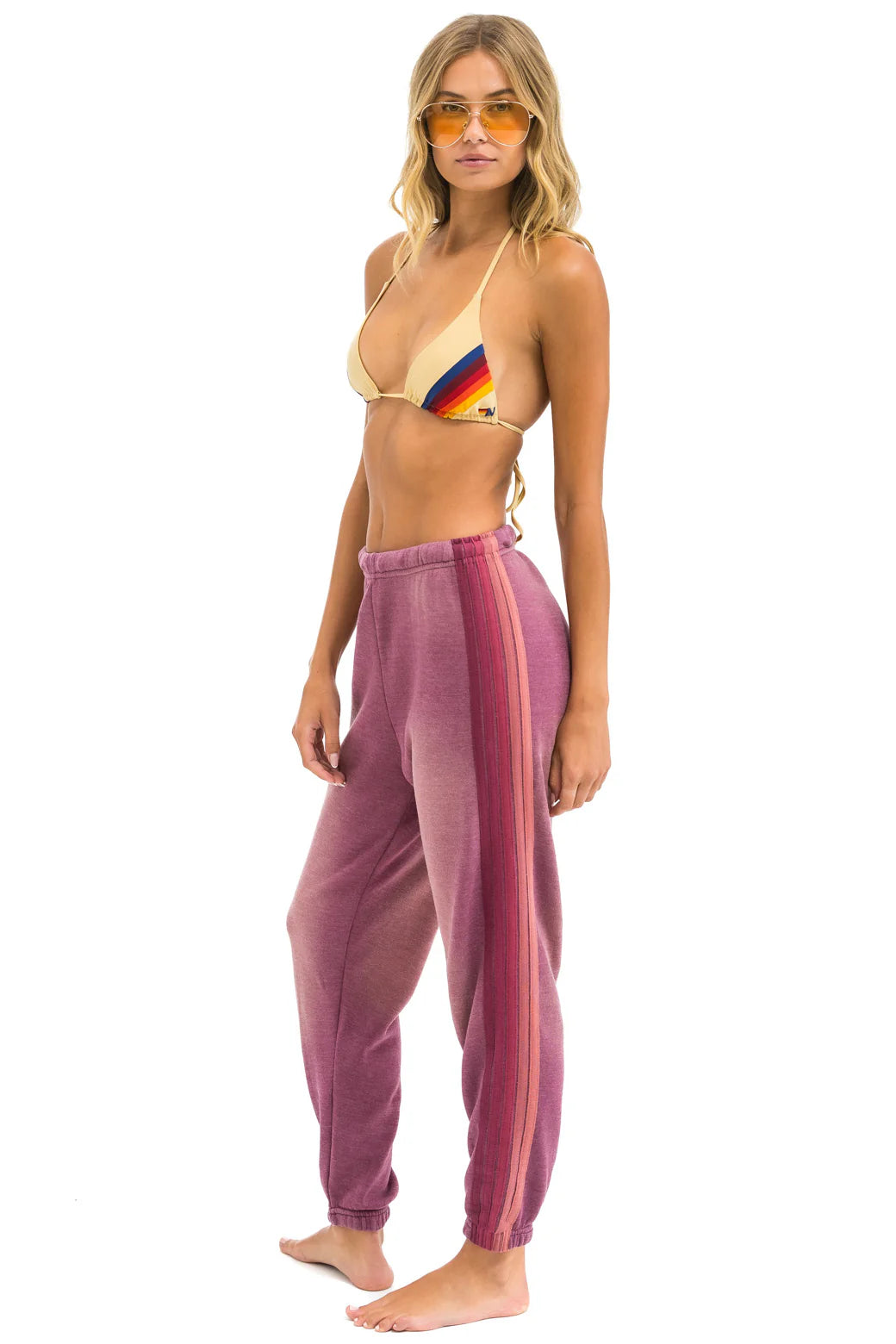 5 Stripe Sweatpants - Faded Berry