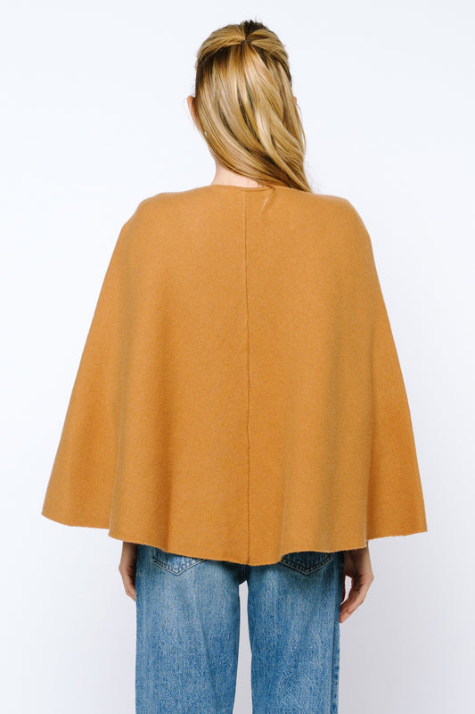 Fanny Double Breasted Poncho Jacket - Brown