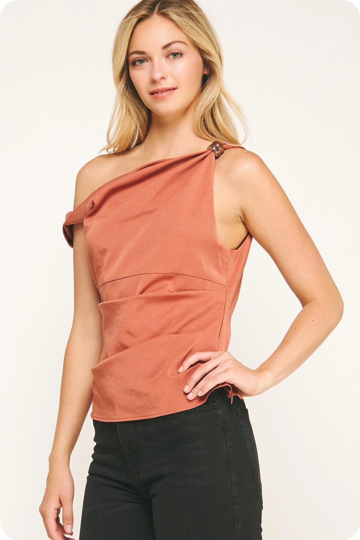 Asymmetric Twisted Bead Top - Terracotta