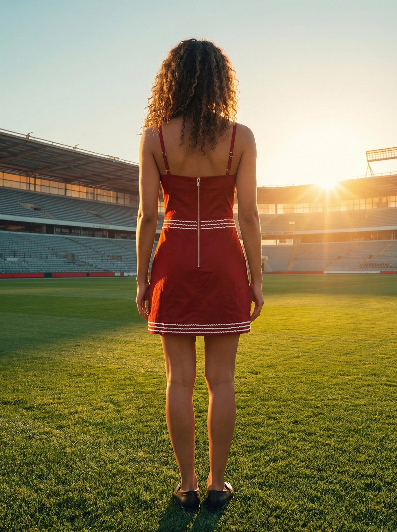 Exclusive Lace Trimmed Day-To-Night Mini Dress - Crimson/White