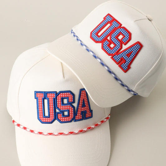 USA Patch Rope Trucker Hat - Royal Blue