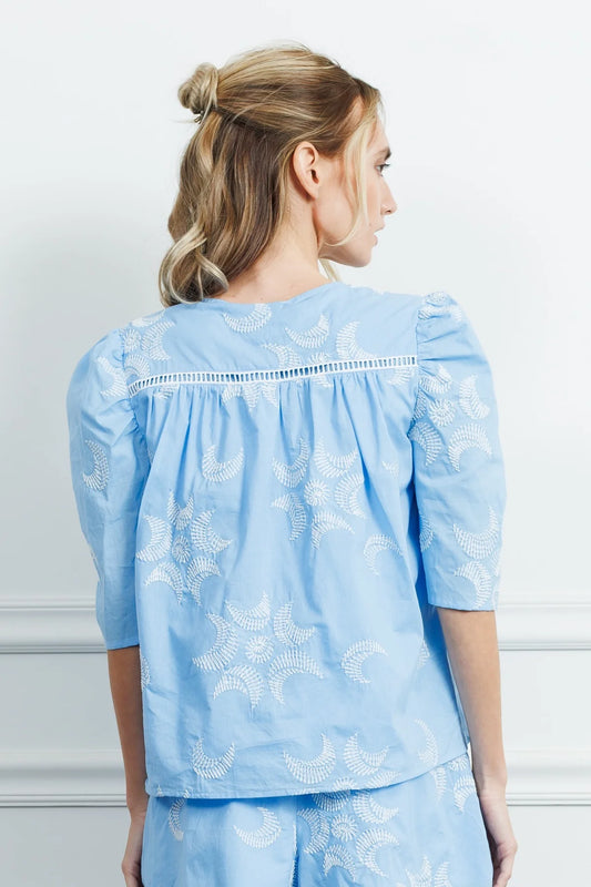 Diana Embroidered Puff Sleeve Blouse