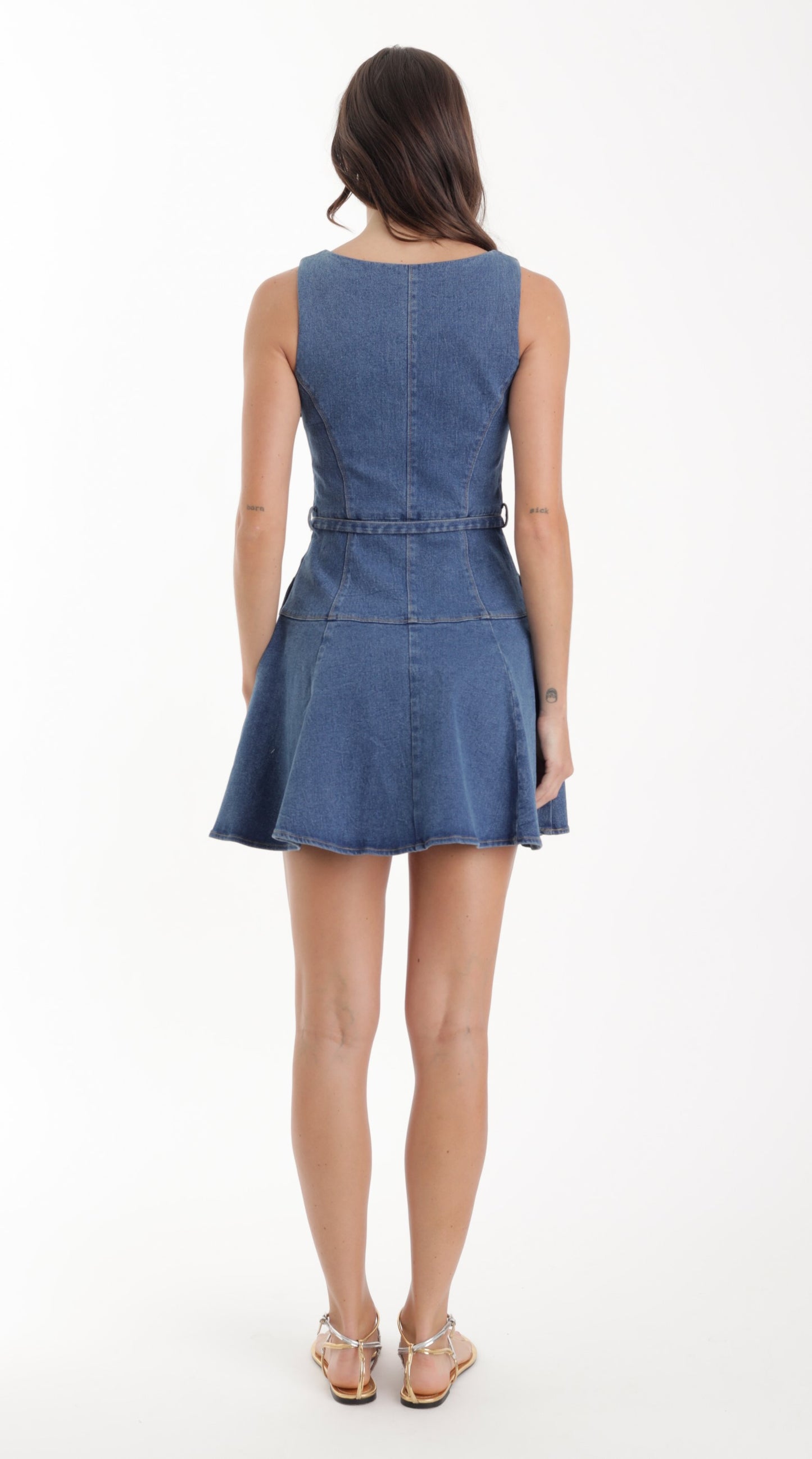 Lola Denim Mini Dress - Blue - Spinout