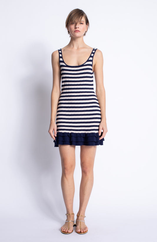 Karina Grimaldi - Flor Knit Mini Dress - Blue Stripes
