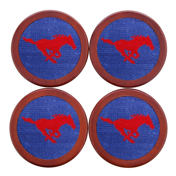 SMU Needlepoint Coaster Set