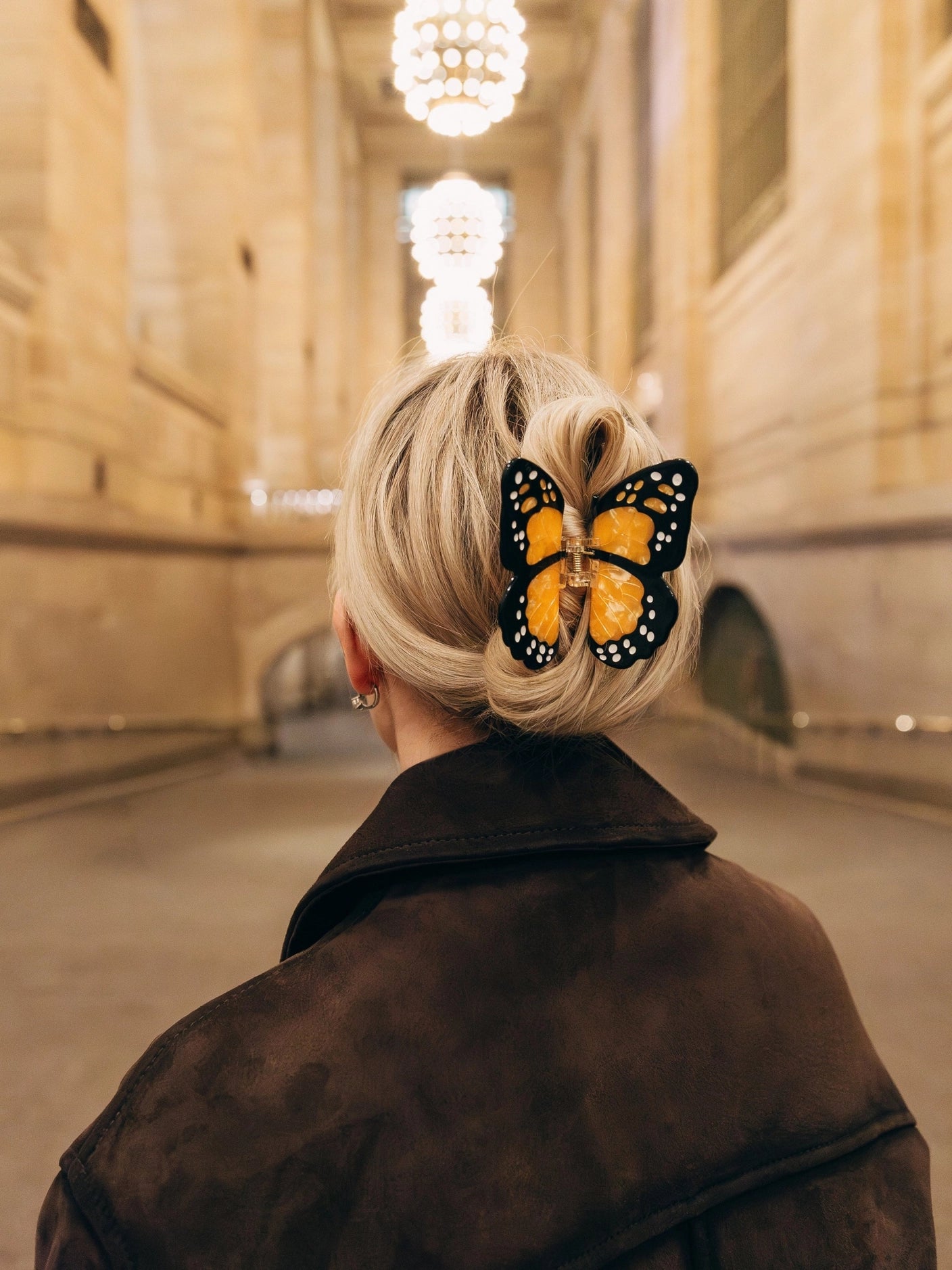 Hand-Painted Monarch Butterfly Claw Hair Clip | Eco-Friendly | Orange