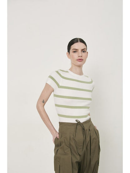 DÈLUC - Gentileschi Knit Top - Striped Green