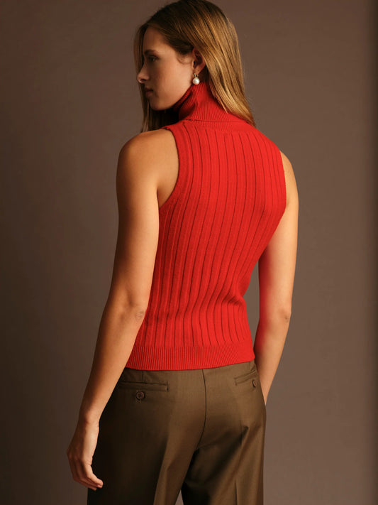Ben Turtleneck Knit Top - Red